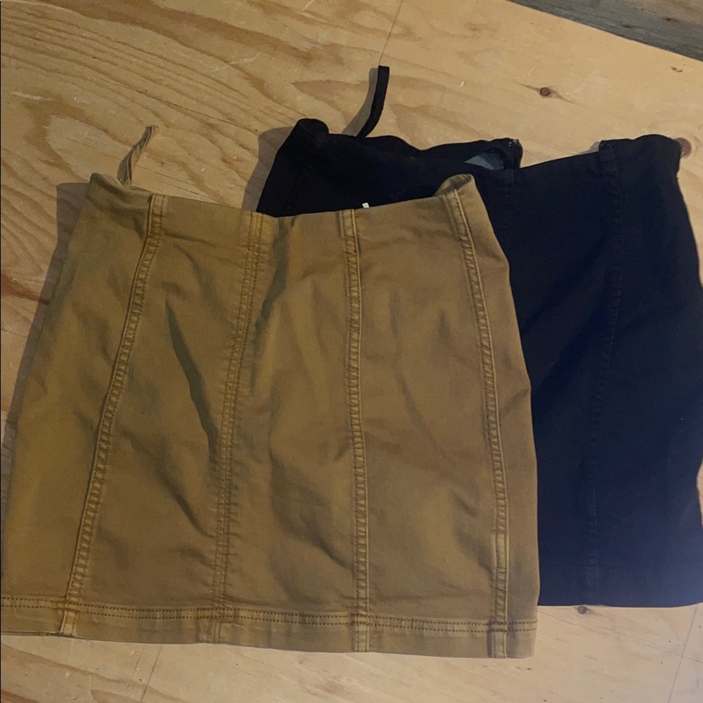 FP Movement by Free People Black and Tan Mini Skirt Set